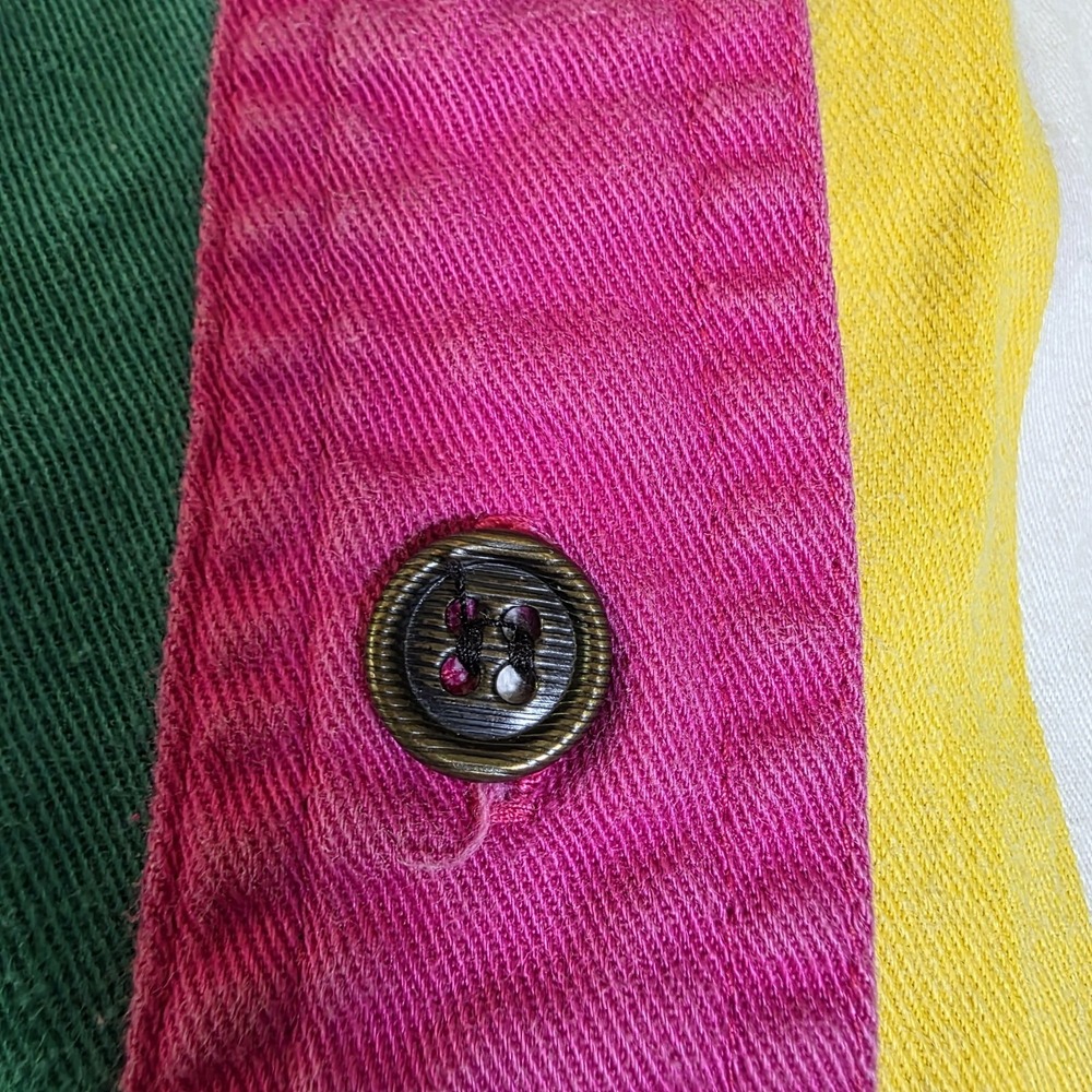 VTG 90s Gitano Color Block Striped Shirt Large Unisex Cotton Hip Hop Kidcore - Picture 3 of 9